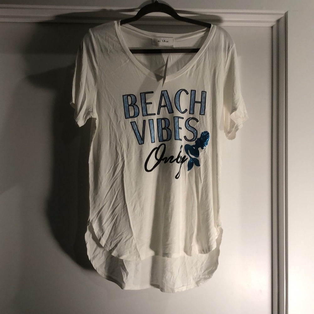 Beach vibes only tshirt with glitter mermaid